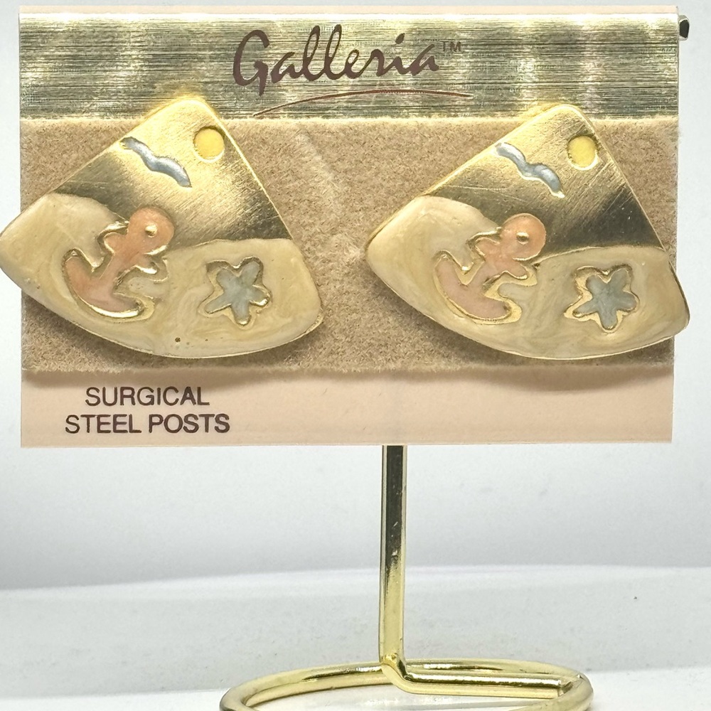 Vintage Nautical Anchor & Starfish Earrings with Surgical Steel Posts